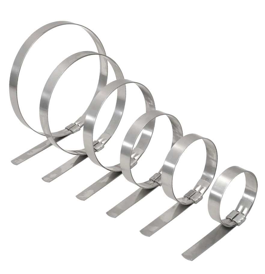 Band-It Jr Smooth ID preformed stainless steel clamps in a range of sizes
